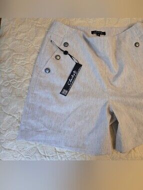 Women's Light Gray Sailor-Button Bermuda Shorts